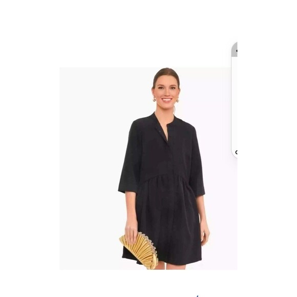 Tuckernuck Crepe Royal Shirt Dress in Black - Picture 1 of 5